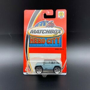 Matchbox Hero-City Jeep Willys 4x4 Steel Blue Diecast 1:59 Scale 2002 #71